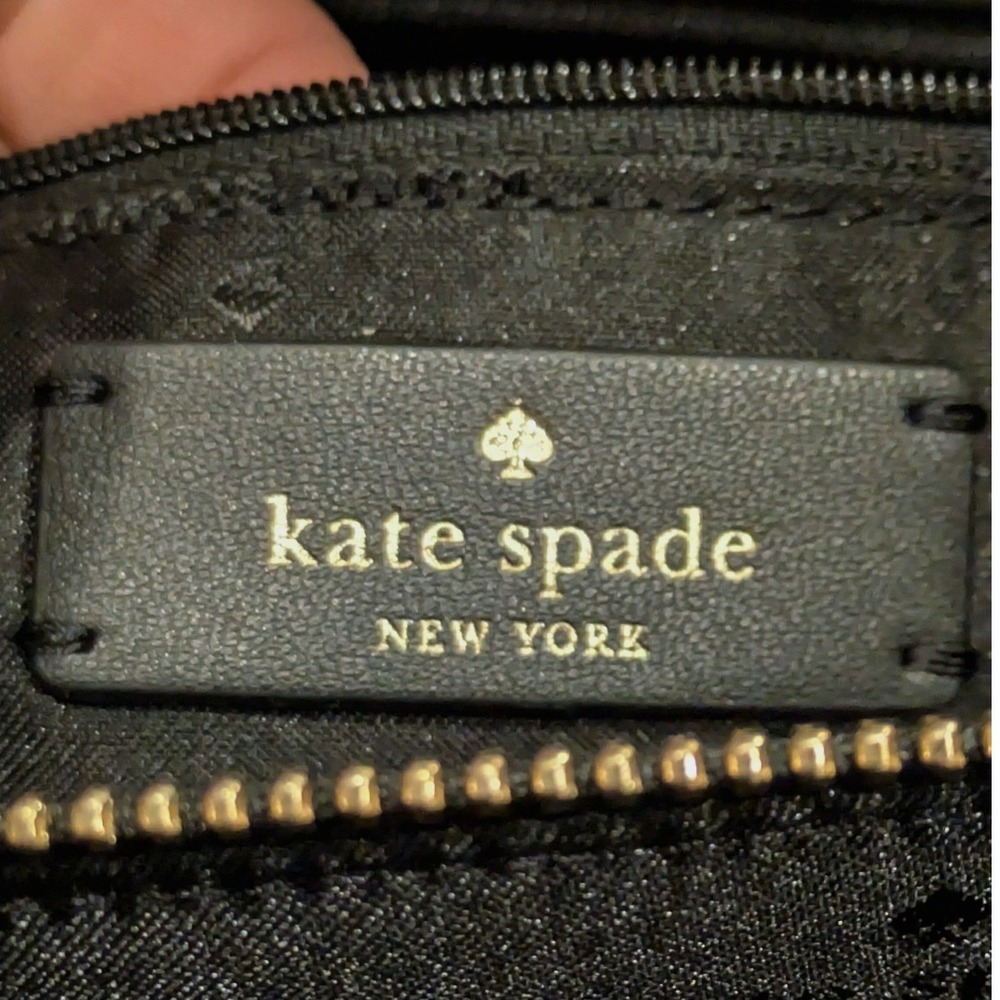 Kate Spade Lena Straw Triple Compartment Shoulder Bag Black Pebbled Leather - Picture 3 of 11